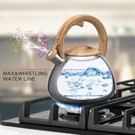 Load image into Gallery viewer, MARSKITOP Tea Pot for Stove Top 2.6 Quart, Stainless Steel Tea Kettle Stovetop Whistling with Stay Cool Handle, Silver