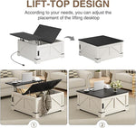 Load image into Gallery viewer, Coffee Table with Storage, 31.5" W Farmhouse Lift Top Wood Square Center Table with Charging Station, Rustic Cocktail Tables with Flip Top Lids for Living Room, Home Office, Modern Black