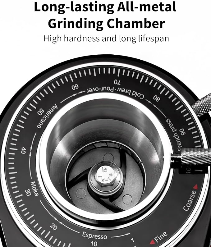 SHARDOR Professional 64mm Burr Coffee Grinder with 100 Grind Settings and All-Metal Chamber, Coffee Bean Grinder with Adjustable Electronic Timer and LED Display, Anti-Static,Black