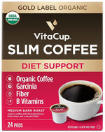 Load image into Gallery viewer, VitaCup Slim Organic Coffee Pods, Diet Support with Ginseng, Garcinia, B Vitamins, Bold Medium Dark Roast, Single Serve Pod, Compatible with Keurig K-Cup Brewers,24 Ct