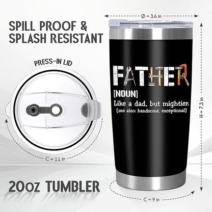 TEEZWONDER Gifts for Dad from Daughter Son - Stainless Steel Insulated Coffee Tumbler with Lid 20 oz - Funny Dad Birthday Gifts from Kids, Mens Birthday Gift Ideas