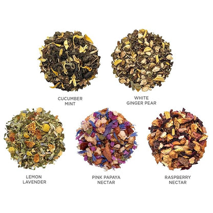 Tea Forte Mariposa Premium Tea Petite Presentation Box Tea Gift Sampler, 10 Count, 1 of Each Variety Individually Wrapped Handcrafted Pyramid Infuser Bags