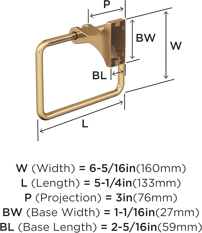 Amerock Champagne Bronze Towel Ring - 5-1/4 in Length - Hand Towel Holder for Bathroom or Kitchen