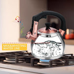 Load image into Gallery viewer, Stainless Steel Tea Kettle for Stove Top Teakettles Stovetop Whistling with Heat Proof Ergonomic Handle 2.5 Quart