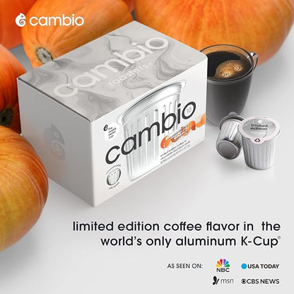 CAMBIO ROASTERS Pumpkin Spice Coffee Pods – Small Batch Medium Roast 100% Arabica Coffee Pod, Recyclable in Aluminum Pods – Keurig-Compatible, 10 Count