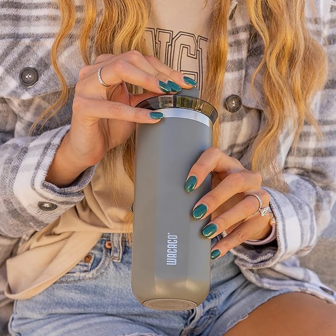 WACACO Octaroma Grande Vacuum Insulated Coffee Mug, 15 fl oz (435ml), Double-wall Stainless Steel Travel Tumbler With Drinking Lid, Dim Grey