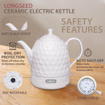 Load image into Gallery viewer, Ceramic Electric Kettle 1 Quarts, 1000W Hot Water Boiler, Automatic Shut-off, BPA-Free, Teapot Rapid Boil For Coffee &amp; Tea, Boil-Dry Protection, White Gooseneck