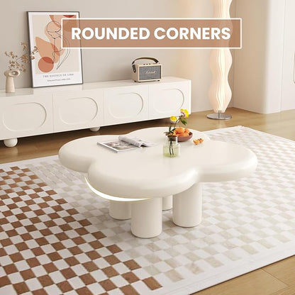 Cloud Coffee Table with 4 Legs, Modern Coffee Table, Irregular Center Table for Living Room, Bedroom, Office, Small Spaces, Easy to Assemble