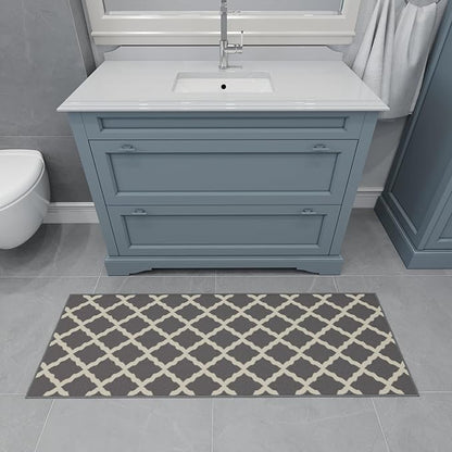 Ottomanson Hallway Runner Rug 2'2" x 6' Non Slip Trellis Area Rugs Easy to Clean Laundry Rug Runner Durable & Pet Friendly Floor Carpet Runners for Hallways Entryway Living Room Kitchen, Gray