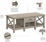 Load image into Gallery viewer, Bush Furniture Key West Coffee Table with Storage in Washed Gray