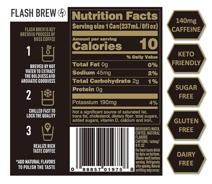 BOSS Coffee by Suntory - Japanese Flash Brew Original Black Coffee, 8oz 12 Pack, Imported from Japan, Espresso Doubleshot, Ready to Drink, Keto Friendly, Vegan, No Sugar, No Dairy