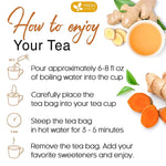 Load image into Gallery viewer, FreshDrinkUS, Premium 85 Ginger Turmeric Tea Bags, 100% Natural Ingredients, Hand-made Blend of Ginger and Turmeric Herbal Tea, Eco-conscious Tea Bags. No Sugar, No Caffeine, No Gluten, Vegan.