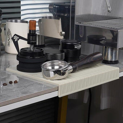 IKAPE Espresso Tamping Mat, Food Grade Silicone Coffee Tamper Mat, Portafilter Tamp Mat Espresso Accessory For Baristas, Waterproof Heat Resistant Tamping Pad Mat for Counter(Cream)