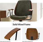 Load image into Gallery viewer, HULALA HOME Solid Wood Office Chair with Rocking Function, Comfy Fabric Desk Chair with Bent Wood and Metal Base, Height Adjustable Swivel Computer Task Chair, Green