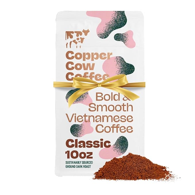 Copper Cow Premium Vietnamese Ground Coffee, 10 OZ | Classic Black Coffee | Dark Roast | Vietnamese Coffee