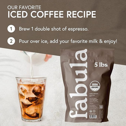 Fabula Coffee Medium Roast Whole Beans - Organic - Low Acid - Single Origin - Non-GMO - Mold Free - 80 Ounces