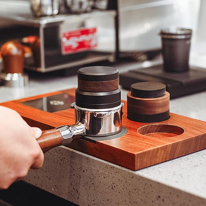 CrossCreek Coffee Distributor | 54mm Gravity Adaptive Espresso Tools Fits 54mm Breville Espresso Portafilters | Self-leveling Distribution Tools | Stainless Steel & Walnut | Espresso Accessories