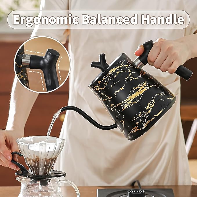 Water Kettle Electric,Gooseneck Electric Kettle with 50pcs Coffee Filter,±1℉ Temperature Control, Fast Heating, Stainless Steel Interior, Ideal for Precise Pour-Over Coffee and Tea