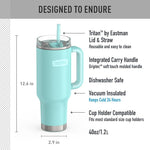 Load image into Gallery viewer, THERMOS Stainless Steel Cup Holder Mug - 40 Ounce, Sea Green - Insulated Tumbler with Lid and Straw, Plus Leak-Resistant Slide Lock