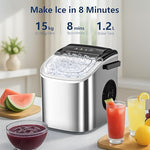 Load image into Gallery viewer, Portable Bullet Ice Maker Machine, One-Click Operation Ice Machine 34LBS/24Hr Production, 6-8 Minutes Quick Ice Making, 1.2L Water Tank, Silver