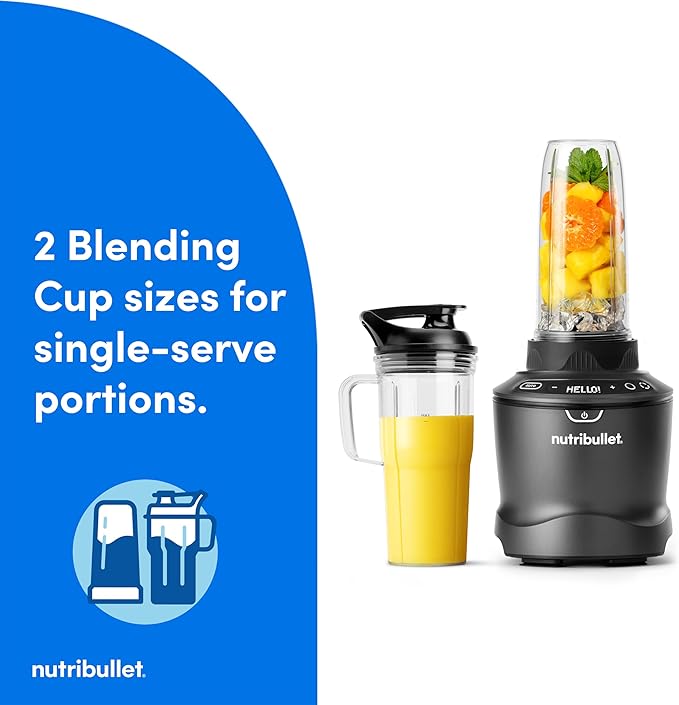 nutribullet® SmartSense Blender Combo, 1400W, 64oz Pitcher, 32oz & 24oz Cups, 5-Speed, Smoothies, Ice and Frozen Fruit, Nut Milk, Soup, Gunmetal Gray, NBF50700