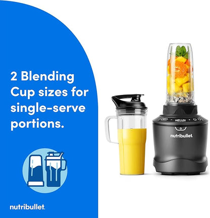 nutribullet® SmartSense Blender Combo, 1400W, 64oz Pitcher, 32oz & 24oz Cups, 5-Speed, Smoothies, Ice and Frozen Fruit, Nut Milk, Soup, Gunmetal Gray, NBF50700