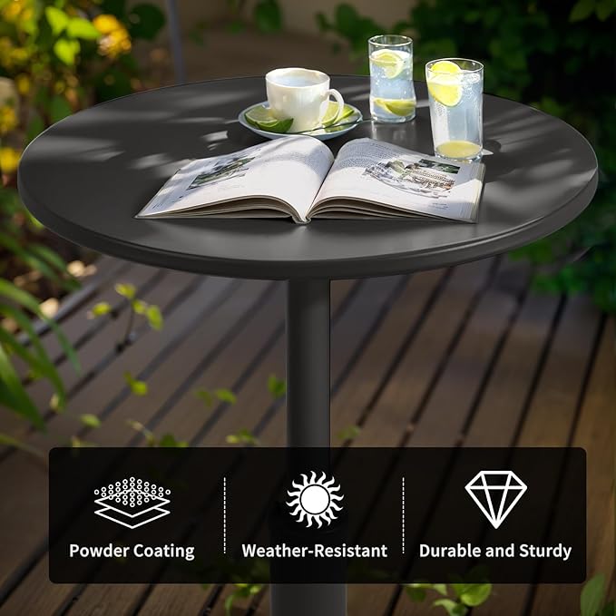 Retro Bar Table Industrial 41.3inch High Pub Table Modern Small Bistro Table for 2-3 People Metal Patio Table for Outdoor Indoor Minimalist Home Decor