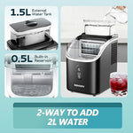 Load image into Gallery viewer, EUHOMY Ice Cube Maker Machine Countertop with External Water Tank, 34Lbs, 16Pcs Ready in 13 Mins, 2 Ways to Add Water, Auto-Cleaning, with Ice Scoop &amp; Basket, for Home/Kitchen/Office/Bar (Black)
