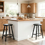 Load image into Gallery viewer, chairus 24" Black Backless Counter Height Bar Stools Set of 4, Farmhouse Wooden Counter Stools with Round Seat &amp; Turned Legs, Rustic Vintage Colonial Short Bar Chairs for Kitchen Island