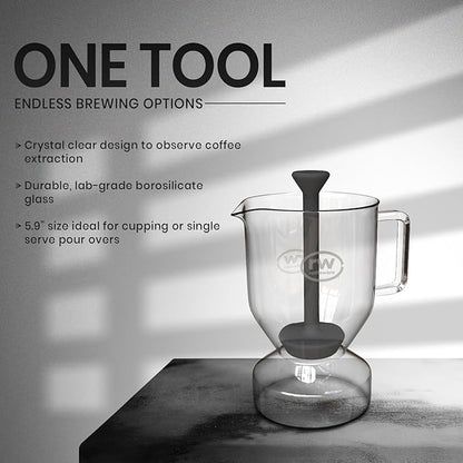Rattleware Glass Cupping Brewer 300ml – Heat Resistant Specialty Coffee Brewer for Professional Baristas and Home Use, Clear Flavor Extraction, Durable Glass Construction, Easy Pouring and Cleaning