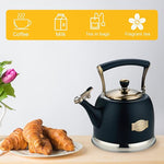 Load image into Gallery viewer, Tea Kettle Stainless Steel Teapot, Stainless Steel Teakettle for Stove Top with Heat Proof Ergonomic Handle 3.0 Quart
