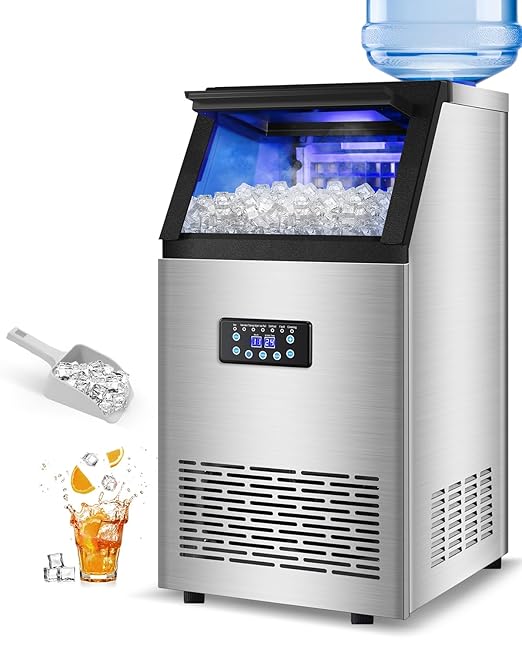 【120LBS/24H + 40 Cubes/12-18 Mins】 15" Commercial Ice Maker - 30LBS Storage, Self-Cleaning Under Counter & Freestanding Ice Machine for Home/Bar/Outdoor
