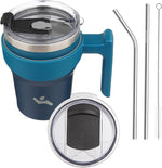 Load image into Gallery viewer, 10 oz Tumbler with Handle and 2 Straw 2 Lid, Insulated Water Bottle Stainless Steel Vacuum Cup Reusable Travel Mug,Indigo Black