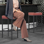 Load image into Gallery viewer, Athena Collection Counter Height Bar Stools Set of 2, 31.5 Inches Saddle Bar Stools with Leather Upholstered and Metal Legs, Backless Barstools for Counter, Kitchen Island, Dining Room, Mocha