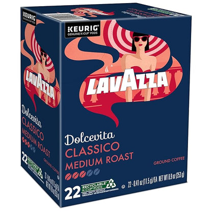 Lavazza Dolcevita Classico, Single-Serve Keurig K-Cup Pods, Medium Roast Coffee, 88-Count Box (4 Packs of 22)