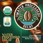 Load image into Gallery viewer, The Bean Organic Coffee Company Water Processed DECAF Le Bean, Dark French Roast, Ground Coffee, 16-Ounce Bags (Pack of 2), Café Molido Tostado Orgánico descafeinado