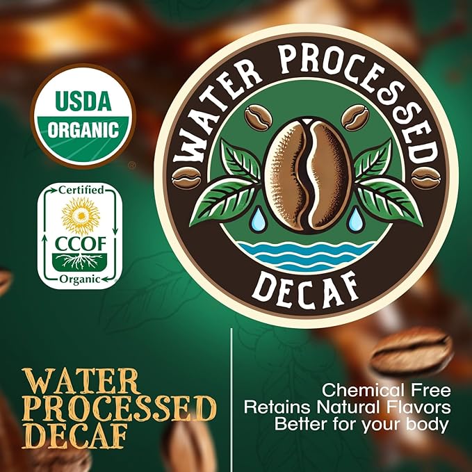 The Bean Organic Coffee Company Water Processed DECAF Le Bean, Dark French Roast, Ground Coffee, 16-Ounce Bags (Pack of 2), Café Molido Tostado Orgánico descafeinado