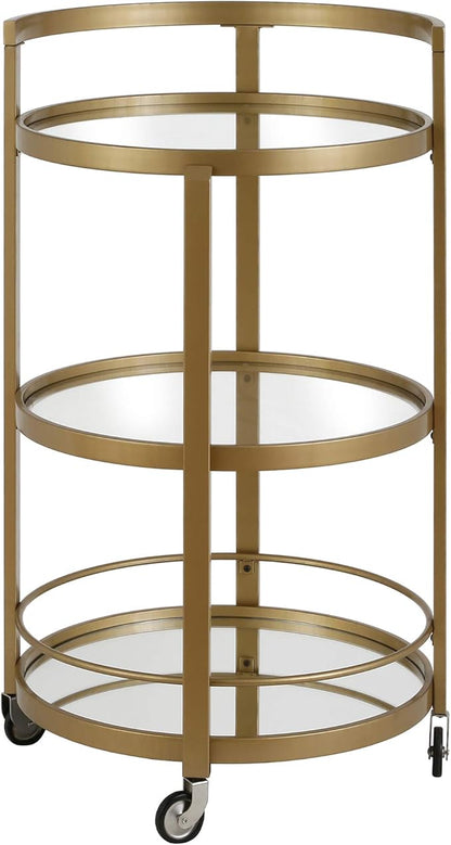 Henn&Hart 21" Wide Round Bar Cart in Brass, Bar Carts for the Home