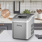 Load image into Gallery viewer, COSTWAY Countertop Ice Maker, 26Lbs/24H Portable Ice Machine with Self-Cleaning Function, Bullet Ice Cubes Ready in 8 Mins, Scoop and Removable Basket,Ice Maker for Home Party Bar, Silver