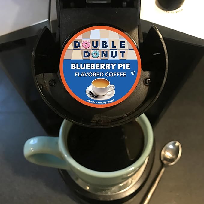 Double Donut Coffee Blueberry Flavored Coffee Pods, Medium Roast Coffee,Compatible with Keurig K Cups Brewers, 20 Count