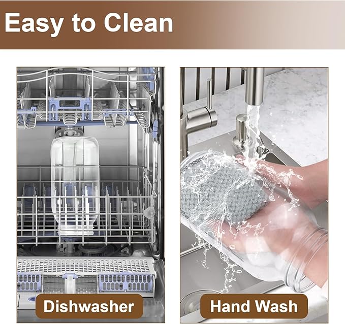 Cold Brew Coffee Maker Pitcher,64 Oz Heavy Duty Glass Mason Jar Pitcher with V-shaped Pour Spout Handle Lid,Stainless Steel Filter for Iced Coffee,Iced tea,Fruit Drinks,lemonade - Blue