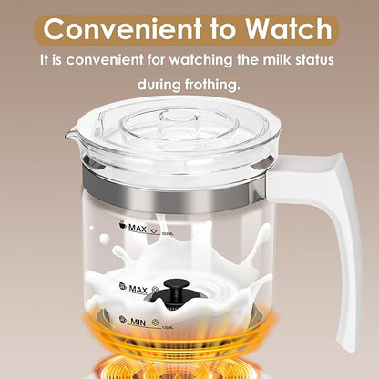 Milk Frother Kettle, 16.9 OZ Separable Coffee Frother Carafe Glass Kettle Easy to Clean and Pour, Dishwasher Safe, Detachable Milk Frother Accessories