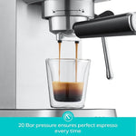 Load image into Gallery viewer, CASABREWS 5418 PLUS Espresso Machine 20 Bar, Compact Espresso Maker with Steam Milk Frother, Stainless Steel Coffee Machine with 34oz Detachable Water Tank for Cold Brew, Cappuccino, Silver
