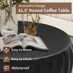 Load image into Gallery viewer, 31.5" Drum Coffee Table Modern Round Coffee Table Wood Fluted Centry Table with Solid Wood Veneer for Living Room, Easy Assemble, Black