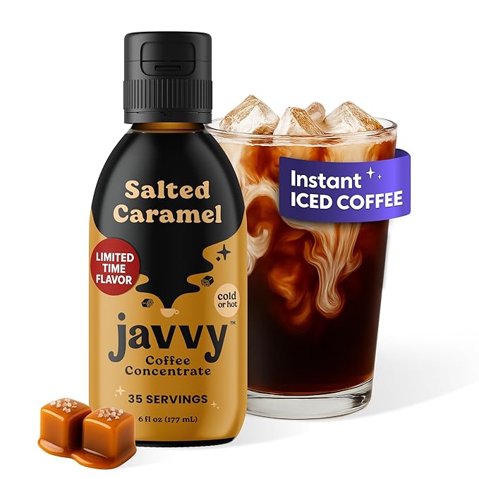 Coffee Concentrate - Limited Release Flavors - Cold Brew Coffee, Perfect for Hot or Iced Instant Coffees, Hot Drinks, Cold Brew Concentrate, 35 Servings - Salted Caramel