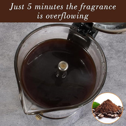 Stovetop Espresso Maker, 3Cup 160ml Moka Pot, Crystal Glass-top & Stainless Steel Coffee Maker Mocha Pot, Greca De Cafe, Cuban and Italian Coffee Maker for Cafetera Cubana