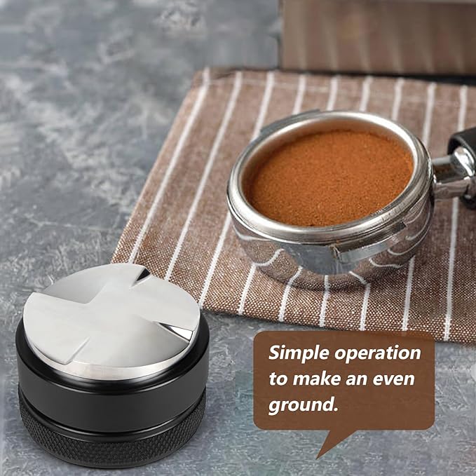 58mm Coffee Distributor,Espresso Distribution Tool,Coffee Powder Hammer Tool,4 Angled Slopes Adjustable Palm Tamper- Professional Espresso Distributor Leveler Tool