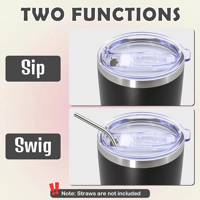 20oz Tumbler Bulk Stainless Steel Tumbler Cup with Lid Vacuum Insulated Double Wall Travel Mug, Durable Powder Coated Travel Coffee Tumbler Mug for Hot & Cold Drinks, Black,8 Pack