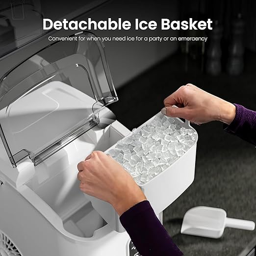 Kismile Nugget Ice Makers Countertop,35Lbs/24H,Portable Countertop Machine with Chewable Pellet Ice,Self-Cleaning,One-Click Operation for Home/Office(White)