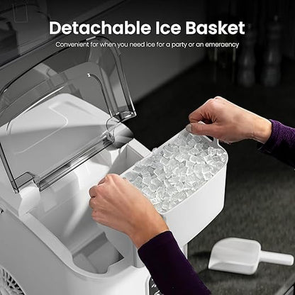 Kismile Nugget Ice Makers Countertop,35Lbs/24H,Portable Countertop Machine with Chewable Pellet Ice,Self-Cleaning,One-Click Operation for Home/Office(White)